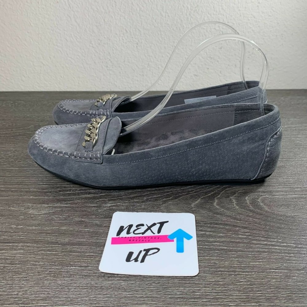 Vionic Mesa Grey Suede Comfort Moccasin Slip On Casual Work Loafer Women's 9.5